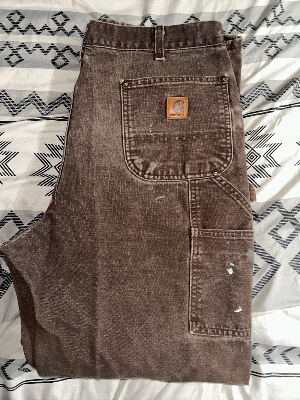 Carhartt Brown Men's Cargo Work Pants with Utility Pocket 38x32